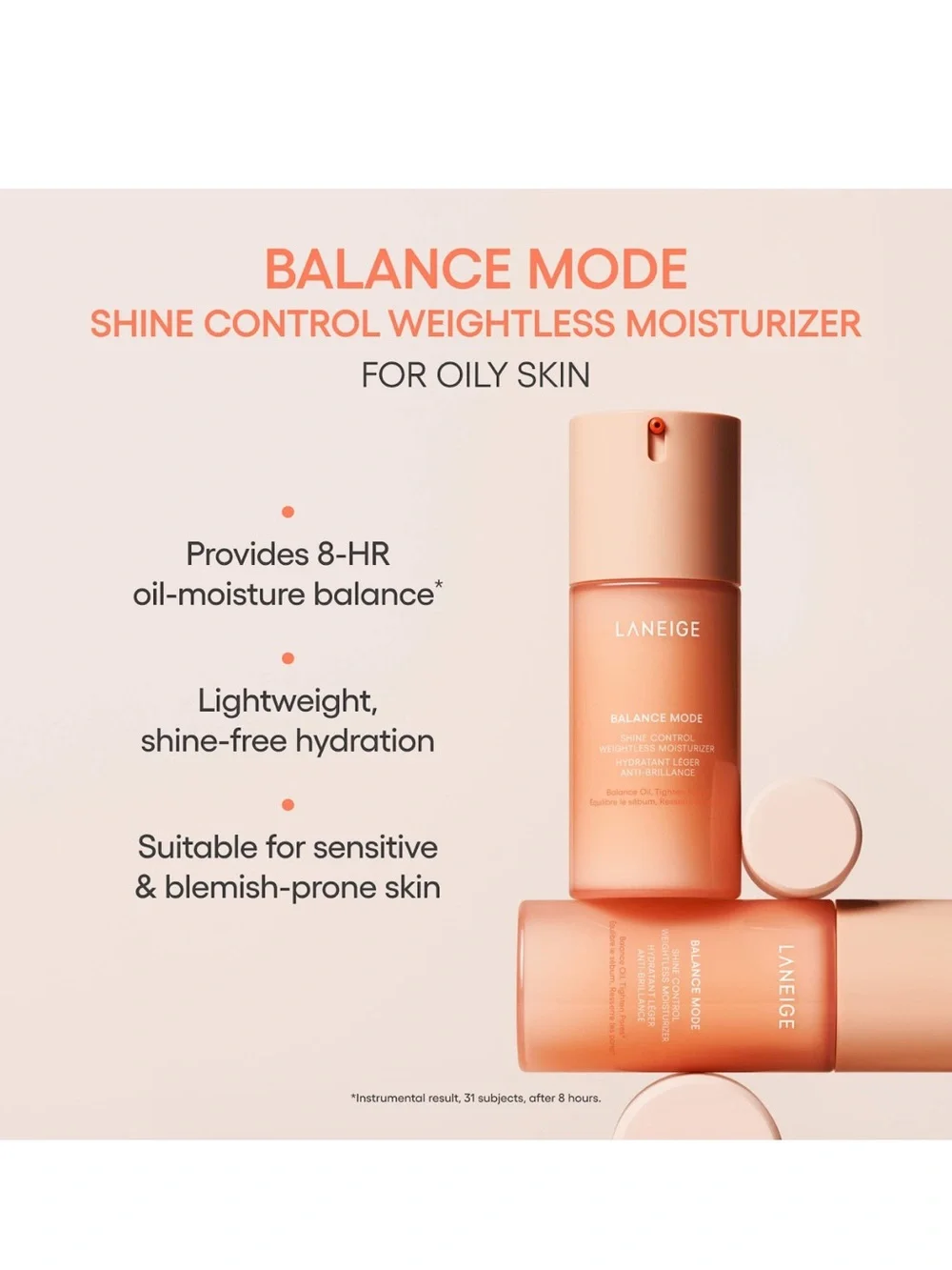 LANEIGE Peach-Toned Balance Mode Shine Control Moisturizer — NEW IN BOX✨